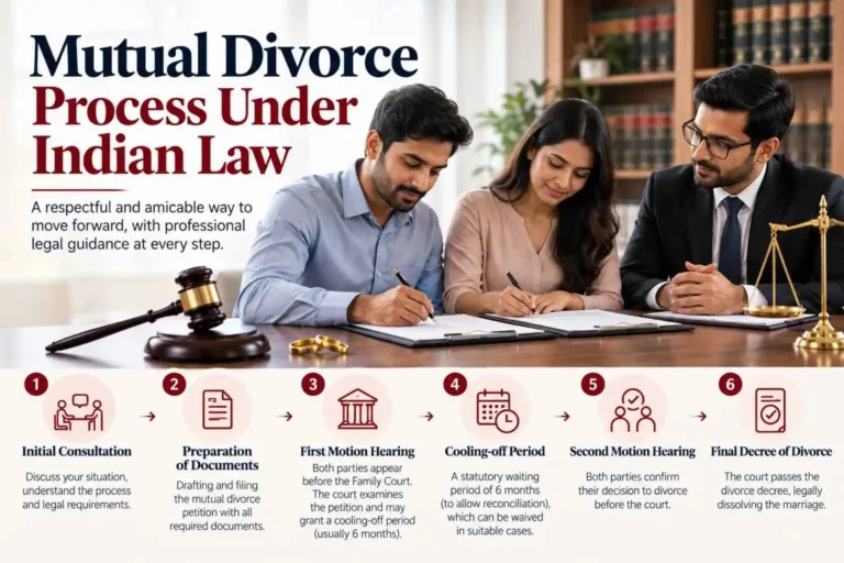 Mutual divorce process under Indian law, including consultation, document preparation, court hearings and final divorce decree